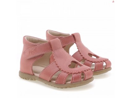 Dětské kožené sandálky EMEL E2183A-4 Broskvová srdíčko (Barva Broskvová, Velikost 25)