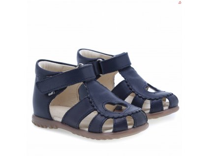 Dětské kožené sandálky EMEL E2183A-6 Modrá srdíčko (Barva Modrá, Velikost 25)