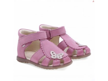 Dětské kožené sandálky EMEL E2183-23 Růžová s motýlkem (Barva Růžová, Velikost 25)