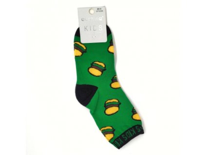Dětské obrázkové ponožky Aura.Via - Zelené (85% bavlna) (Velikost 32 - 35)
