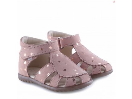 Dětské kožené sandálky EMEL E1214A-10 Růžová Hvězdičky (Barva Růžová, Velikost 25)