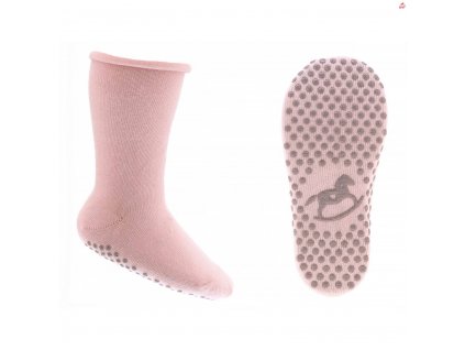 Dětské bavlněné protiskluzové ponožky Emel - Bledá Růžová (Barva Růžová, Velikost 23 - 26)