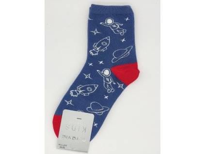 Dětské obrázkové ponožky Aura.Via Vesmír (85% bavlna) modrá (Velikost 32 - 35)