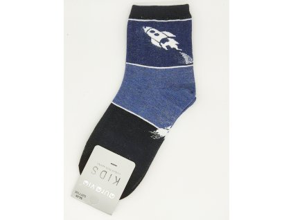 Dětské obrázkové ponožky Aura.Via Vesmír (85% bavlna) tmavě modrá (Velikost 32 - 35)