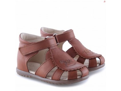 Dětské kožené sandálky EMEL E1670-14 Hnědá (Barva Hnědá, Velikost 25)
