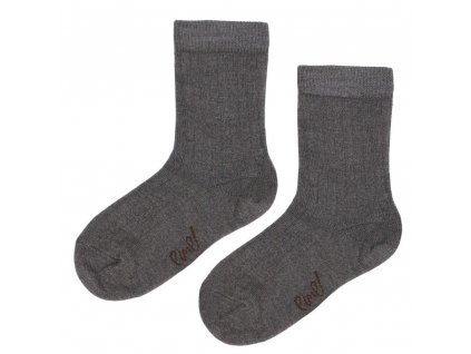 Dětské ponožky s 80% merino vlnou Emel - Šedo-hnědá - ESK 100-53