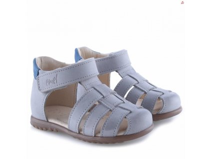 Dětské kožené sandálky EMEL E1078-39 Šedá (Barva Šedá, Velikost 25)
