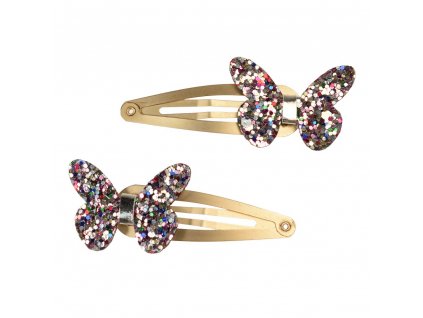 29732 2 fairies in garden glitter butterfly hair clips set 2