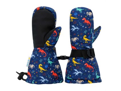 Nepromokavé zimní rukavice do sněhu Jan & Jul - Space Dinos