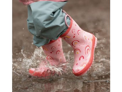 Děstké holínky Jan & Jul Puddle-Dry Pink Rainbow