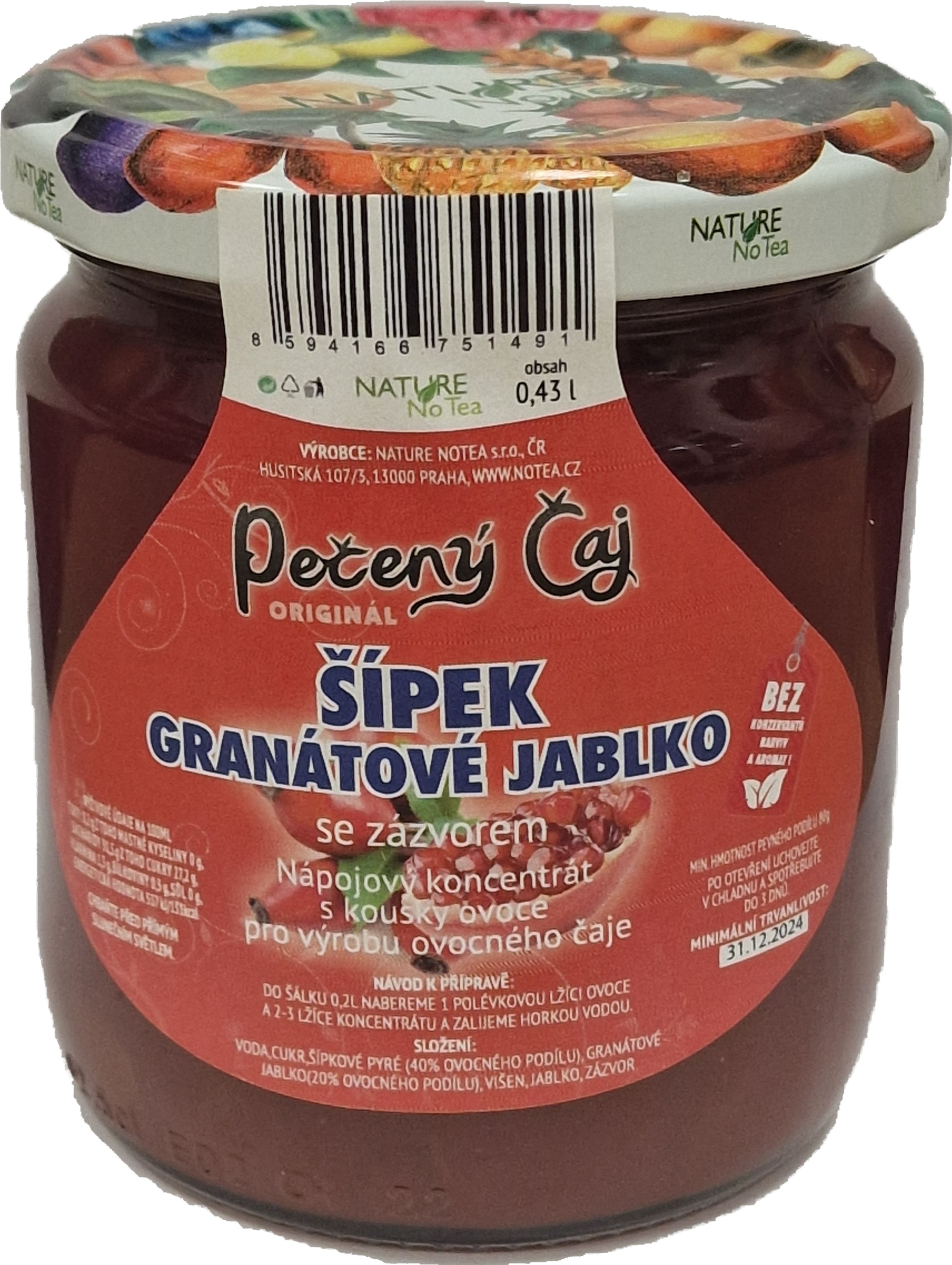 Pečený čaj Notea - Šípek a Granátové jablko se zázvorem 430ml