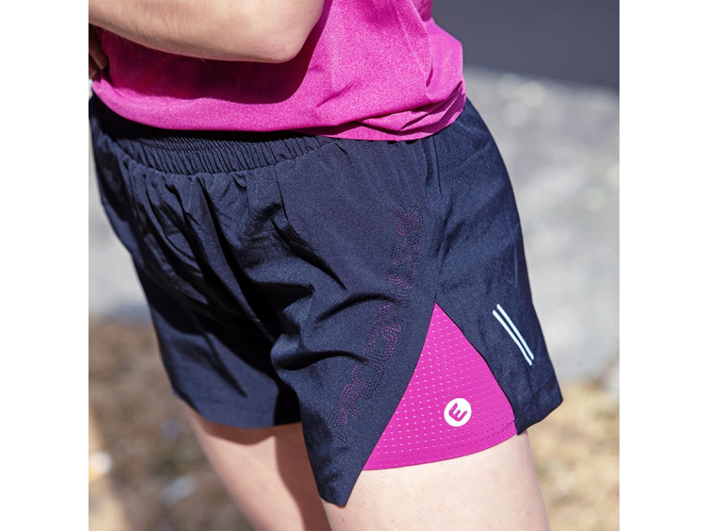 CARRERA SHORTS dámské sportovní šortky 2v1 černá/višňová | PRG00661_černá/višňová