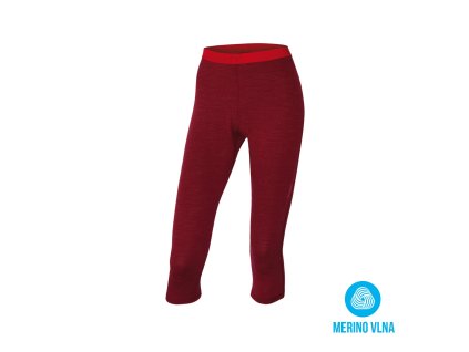 Merino termoprádlo Dámské 3/4 kalhoty tm. cihlová (Velikost S)