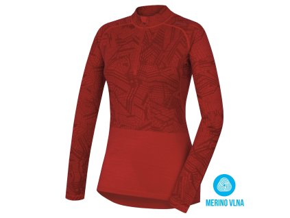 Merino termoprádlo Dámský rolák se zipem ke krku červená (Velikost S)