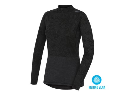 Merino termoprádlo Dámský rolák se zipem ke krku černá (Velikost S)