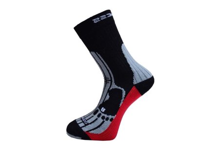 MERINO turistické ponožky černá/šedá/červená | PRG00189_černá/šedá/červená