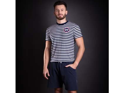 HRON pánské triko s bambusem modro-bílý proužek | PRG00655_modro-bílý proužek