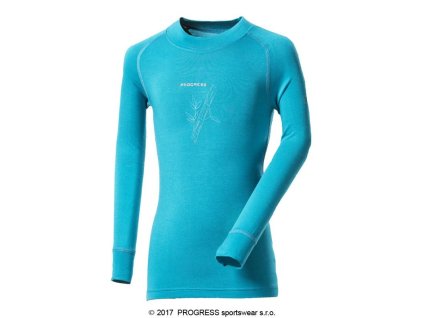 E NDRD dětské termo tričko dlouhý rukáv bambus tyrkysová | PRG00171_tyrkysová