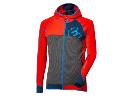 REBEL HOODY pánská sportovní mikina s kapucí červená/petrol/černý melír | PRG00481_červená/petrol/černý melír