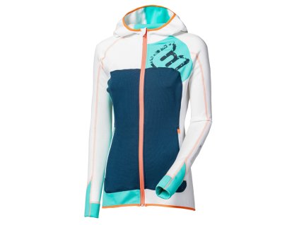 REBELIA HOODY dámská sportovní mikina s kapucí bílá/mint/petrol | PRG00574_bílá/mint/petrol