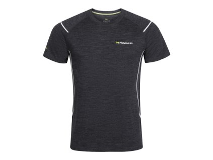 MW NKR 170 pánské merino triko s krátkým rukávem černý melír | PRG20597_ern-melr