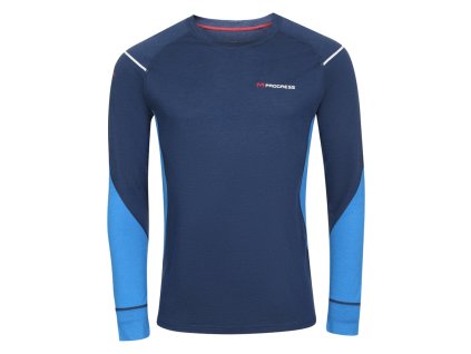 MW NDR 170 pánské merino triko s dlouhým rukávem tm.modrá/modrá | PRG20598_tmmodrmodr