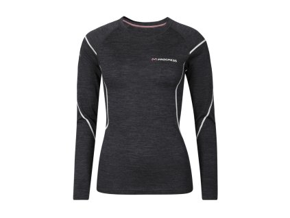 MW NDRZ 170 dámské merino triko s douhým rukávem černý melír | PRG20602_ern-melr