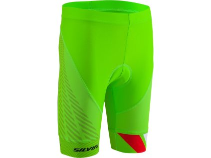 Dětské cyklo kalhoty TEAM CP1436 green-red (Velikost 122-128)