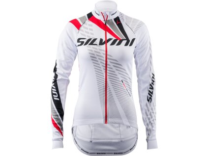 Dámský zateplený cyklodres TEAM WD1403 white-red (Velikost S)