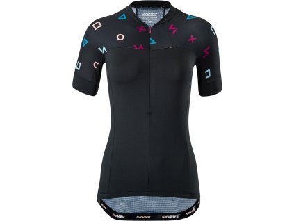 Dámský cyklistický dres Catirina WD1621 black-turquoise (Velikost S)