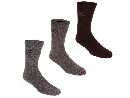 Ponožky Regatta Mens 3 Socks/Box RMH018 béžová/šedá/hnědá (Velikost uni)