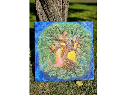 Moudrost a síla předků žije v Tobě originál na plátně vel.50x50cm