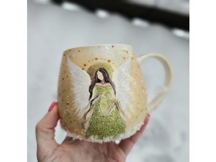 Malovaný andělský zářič "Nech své světlo zářit"s křišťálem 450ml