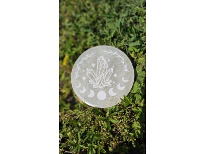 Selenitový podtácek broušený "Fáze Luny" 10,5cm