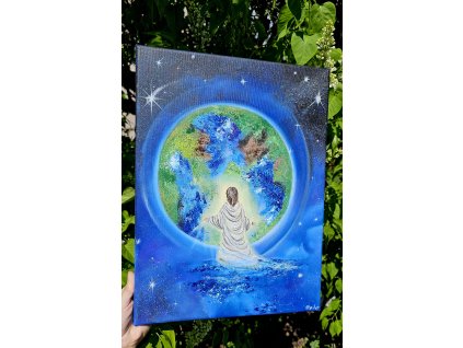 Požehnání Ježíše Krista naší Zemi - originál na plátně 30x40cm
