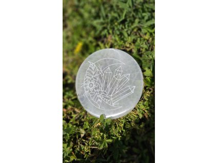 Selenitový podtácek broušený "Krystaly" 10,5cm
