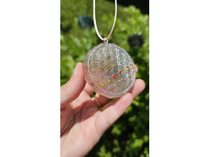 Orgonitový ochranný medailon s archandělskou ochrannou pečetí - Květ života