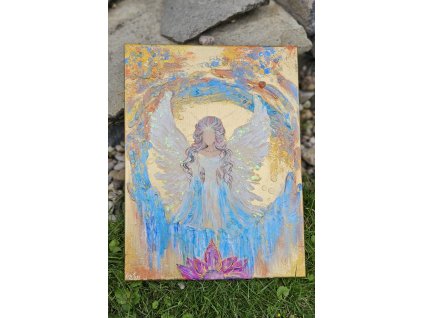 Uzdravení.. propojení..inspirace..ZDROJ - originál na zlatém plátně vel.30x40cm