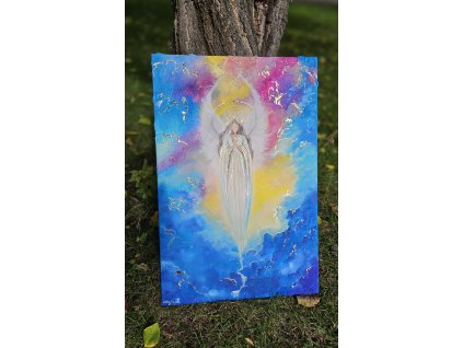 "Vkládám perličky zázraků do přediva Tvého osudu" - originál na plátně 40x60cm
