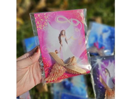 Pohlednice "Tvůj strážný anděl" s andělskými křídly