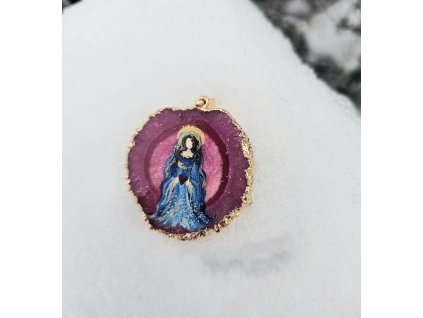 Světlo panenky Marie - malovany achát