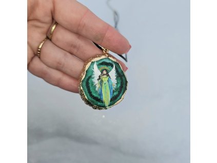 Uzdravující náruč Rafaela - malovaný achát