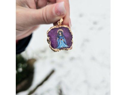 Světlo panenky Marie - malovany achát