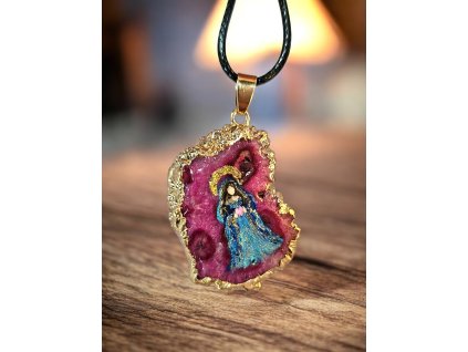 Světlo panenky Marie - malovaný achát