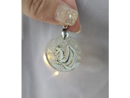 Dračí ochránce duše - medailonek s křišťály a růženíny