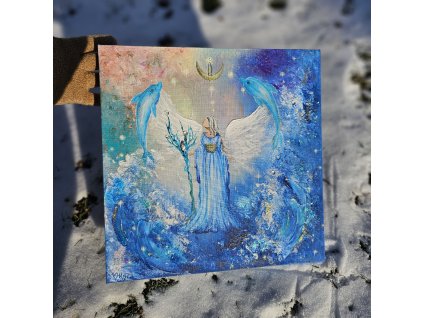 Archanděl Gabriel - originál na plátně 30x30cm