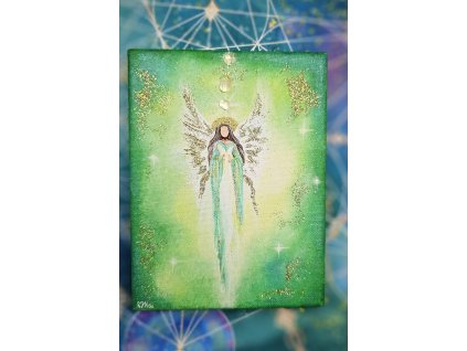 Paprsek Archanděla Rafaela -originál 10x15cm