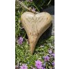 Velké dřevěné srdce Strážný anděl ručně broušené,malované a zlacené 16 cm