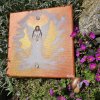 Sluneční čarodějka - originál na plátně 20x20cm+ kamínek pro štěstí a ochranu,ve tmě svítí