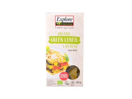 Bezlepkové lasagne ze zelené čočky, bez laktózy a vajec, v BIO kvalitě, 250 g, eshop.celiakarna.cz